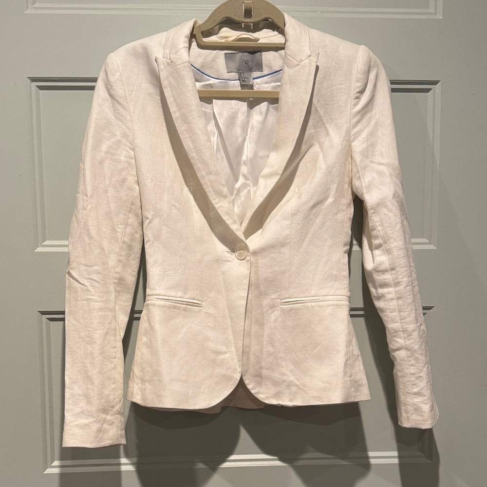 H&M Women's Ivory One Button Blazer Size 4/Small